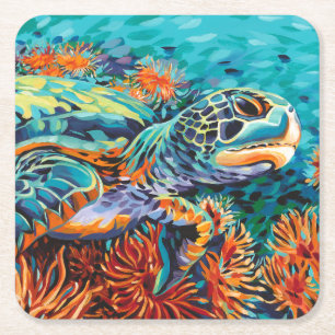 Dessous-de-verre Carré En Papier Amoureux de mer I