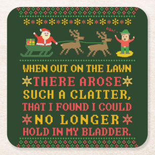 Dessous-de-verre Carré En Papier Amusant cette nuit avant Noël Humoristique