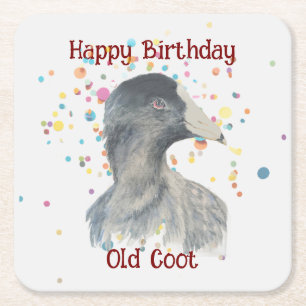 Dessous-de-verre Carré En Papier Amusant Vieux Oiseau Louche Anniversaire de la D
