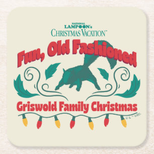 Dessous-de-verre Carré En Papier Amusant, vieux style Griswold Noël de famille