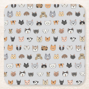 Dessous-de-verre Carré En Papier Amusement animal : Chiens de chats Doodle Mix