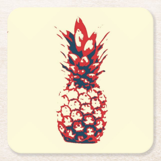 Dessous-de-verre Carré En Papier Ananas (Devant)