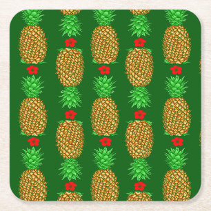 Dessous-de-verre Carré En Papier Ananas de Noël Tropical Noël chaud Noël Gre