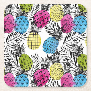 Dessous-de-verre Carré En Papier Ananas et palmettes 2 d'art de bruit