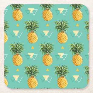 Dessous-de-verre Carré En Papier Ananas lumineux sur le motif géométrique