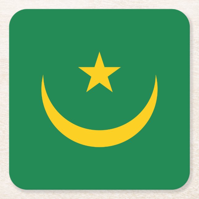 Dessous-de-verre Carré En Papier Ancien drapeau mauritanien (Devant)