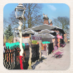 DESSOUS-DE-VERRE CARRÉ EN PAPIER ANCIENNE GARE