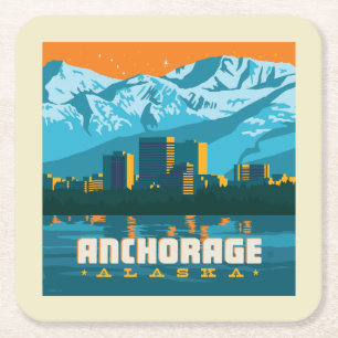 Dessous-de-verre Carré En Papier Ancrage, Alaska