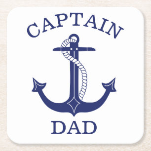 Dessous-de-verre Carré En Papier Ancre nautique Capitaine Papa