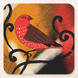 Dessous-de-verre Carré En Papier animal africain,Afrique,animaux,oiseau,rouge,