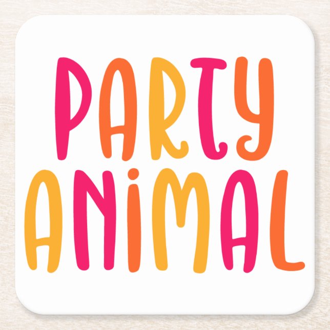 Dessous-de-verre Carré En Papier Animal de fête. (Devant)