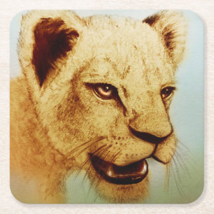 Dessous-de-verre Carré En Papier Animal sauvage coloré - Lion, Dessous de verre per