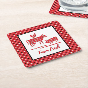 Dessous-de-verre Carré En Papier Animaux de ferme Bandana Imprimer