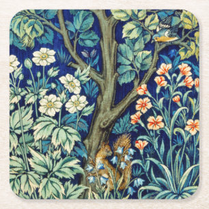 Dessous-de-verre Carré En Papier Animaux et fleurs, forêt, William Morris