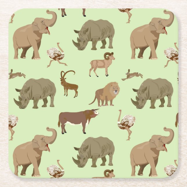 Dessous-de-verre Carré En Papier Animaux sauvages (Devant)