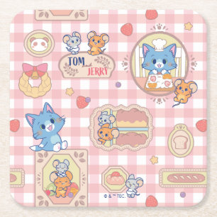 Dessous-de-verre Carré En Papier Anime Tom et Jerry Motif de boulangerie