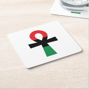 Dessous-de-verre Carré En Papier Ankh rouge, noir et vert