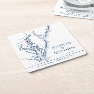 Dessous-de-verre Carré En Papier Annapolis MD Mariage Welcome Party Cocktail Hour