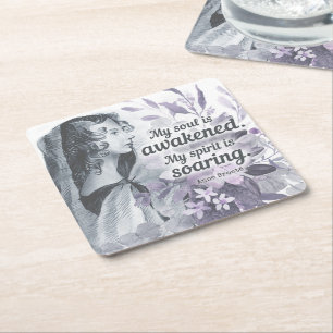 Dessous-de-verre Carré En Papier Anne Bronte Citation Mon Âme Est Éveillé Floral