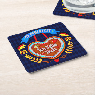 Dessous-de-verre Carré En Papier Année de changement Octoberfest 20xx Ich Liebe Dic