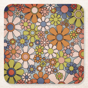 Dessous-de-verre Carré En Papier Années 60 rétro les années 70 Floral Super