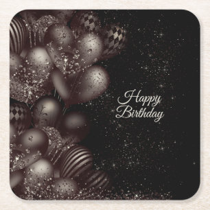 Dessous-de-verre Carré En Papier Anniversaire Black Parties scintillant Ballons Fêt