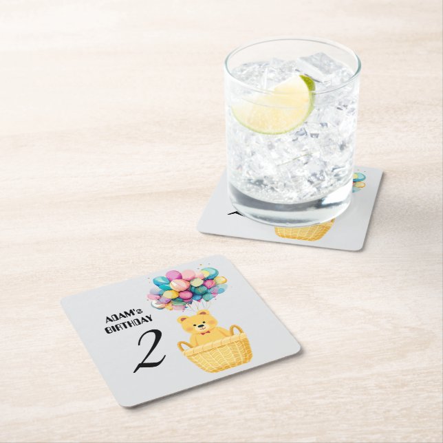 Dessous-de-verre Carré En Papier anniversaire de nom personnalisé (En situation)