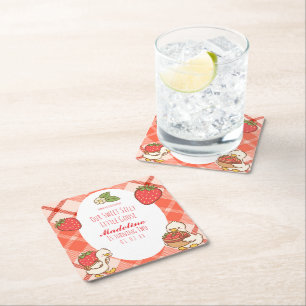 Dessous-de-verre Carré En Papier Anniversaire des fraises d'oie sucrées idiotes