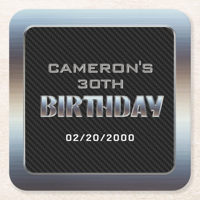 Dessous-de-verre Carré En Papier Anniversaire du garçon masculin (Devant)