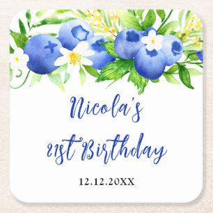 Dessous-de-verre Carré En Papier Anniversaire Floral Myrtille