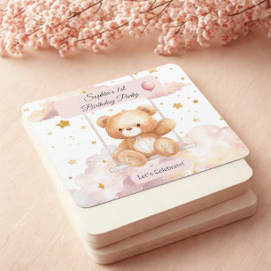 Dessous-de-verre Carré En Papier Anniversaire Ourson Mignon - Dessous de Verre Pers