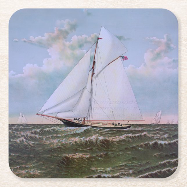 Dessous-de-verre Carré En Papier Antique voilier Slot Yacht Voilier Ocean (Devant)