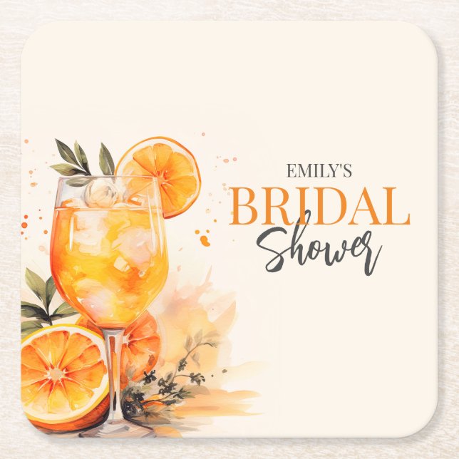 Dessous-de-verre Carré En Papier Aperol Spritz Fête des mariées aquarelle (Devant)