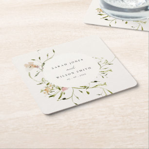 Dessous-de-verre Carré En Papier Aquarelle à mousse souple couleur florale Mariage 