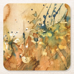 Dessous-de-verre Carré En Papier Aquarelle abstraite et vieil arrière - plan
