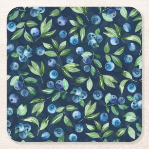 Dessous-de-verre Carré En Papier Aquarelle Blueberry Dark Arrière - plan Motif