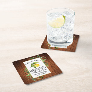 Dessous-de-verre Carré En Papier Aquarelle Citron vert bois Limoncello