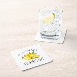 Dessous-de-verre Carré En Papier Aquarelle Citrons Limoncello fait maison