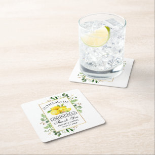 Dessous-de-verre Carré En Papier Aquarelle Citrons Vert Or Limoncello