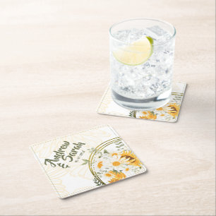 Dessous-de-verre Carré En Papier Aquarelle de tournesol Floral