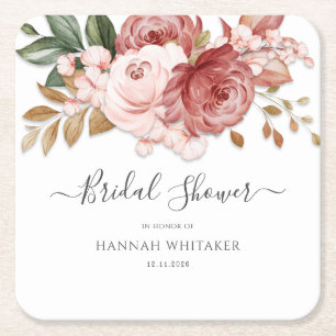 Dessous-de-verre Carré En Papier Aquarelle Florale Fête des mariées Fleurs modernes