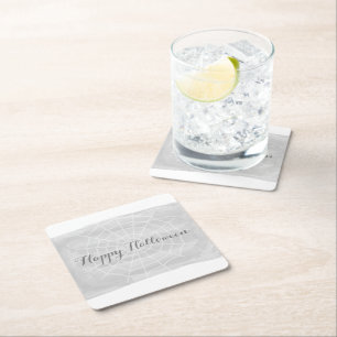 Dessous-de-verre Carré En Papier Aquarelle gris araignée Web Halloween