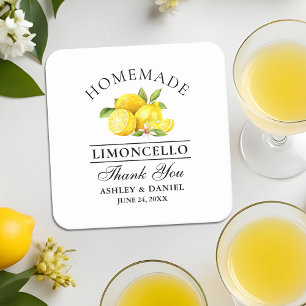 Dessous-de-verre Carré En Papier Aquarelle Lemons Limoncello Mariage