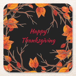 Dessous-de-verre Carré En Papier Aquarelle Thanksgiving Leviers