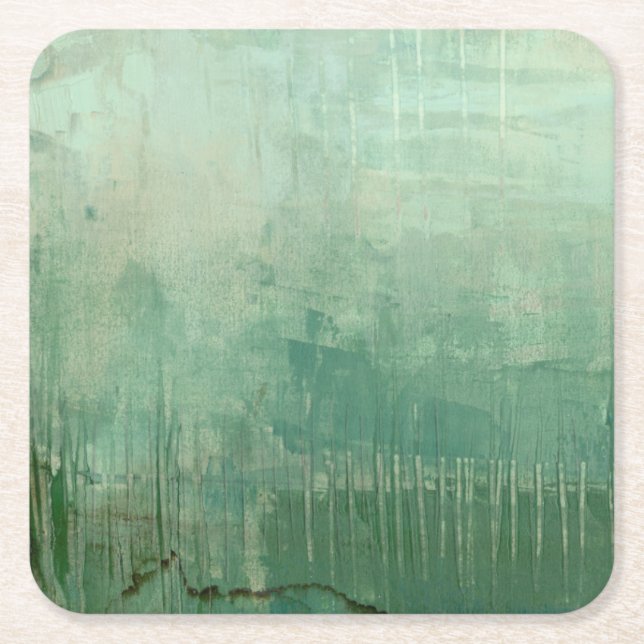 Dessous-de-verre Carré En Papier Aquarelle verte contemporaine (Devant)