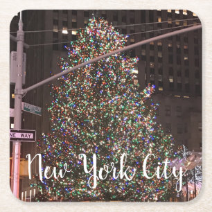 Dessous-de-verre Carré En Papier Arbre de Noël du Rockefeller Center de New York