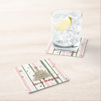 Dessous-de-verre Carré En Papier Arbre de Noël Mahjong personnalisable