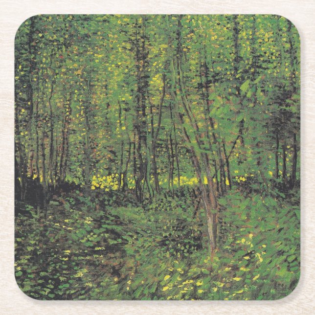 Dessous-de-verre Carré En Papier Arbres et sous-bois par Van Gogh (Devant)