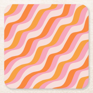 Dessous-de-verre Carré En Papier Arc en arc-en-ciel rose orange Abstrait soleil ré