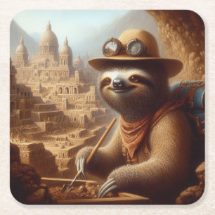 Dessous-de-verre Carré En Papier Archéologue Sloth
